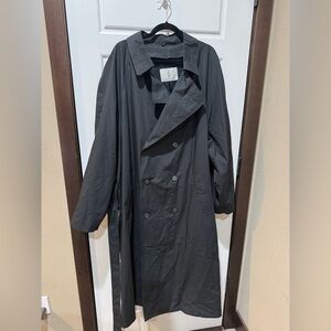 Men's Black Long London Fog Trench Overcoat
